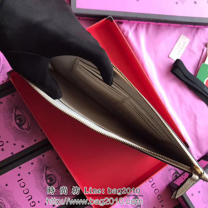GUCCI古馳 歐洲正品原單 絲印經典款手包 495011米白全皮 WTG1586
